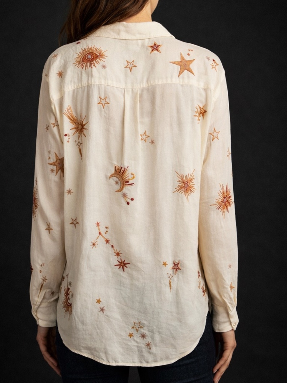 Johnny Was Estrella heavily embroidered constellation blouse NWT RARE - Picture 2 of 11